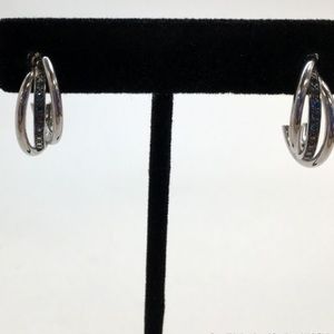 GORGEOUS Sterling Silver Blue Diamond Earrings